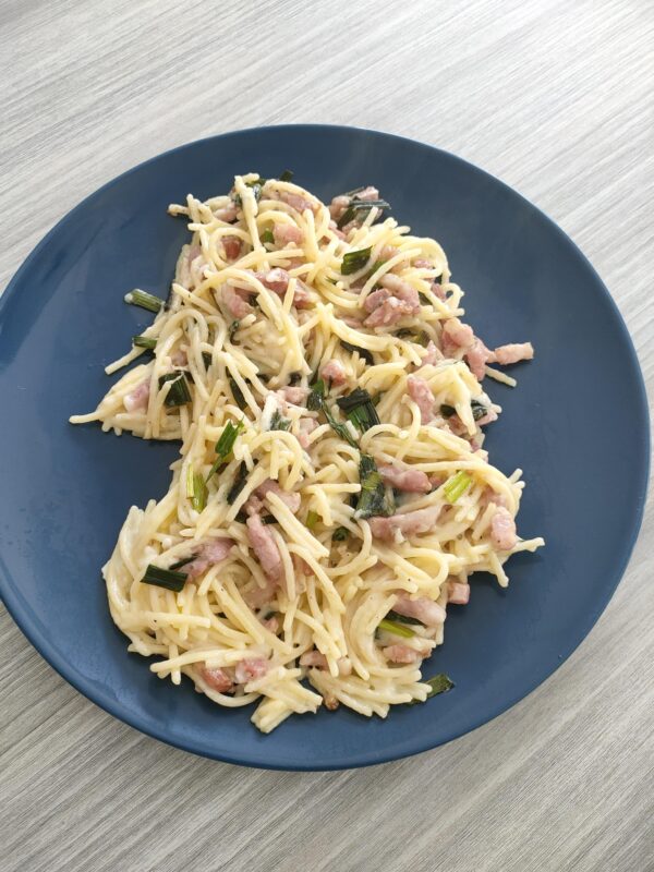 Pasta knoflook carbonara